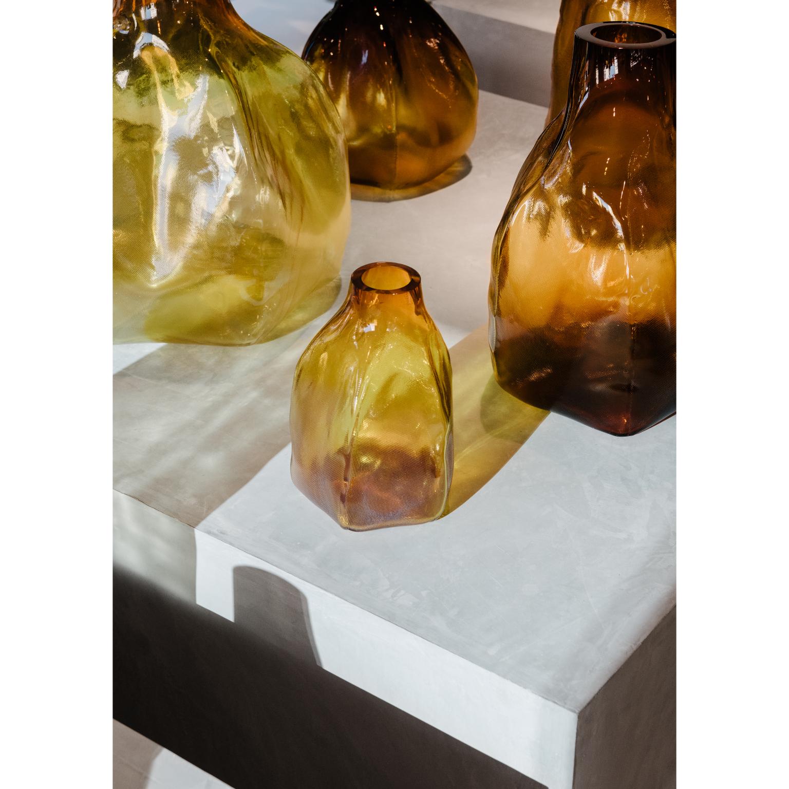 105 Ltr Forms 55 Yellow Blown Glass Unique Decorative Object by Vogel Studio For Sale 1