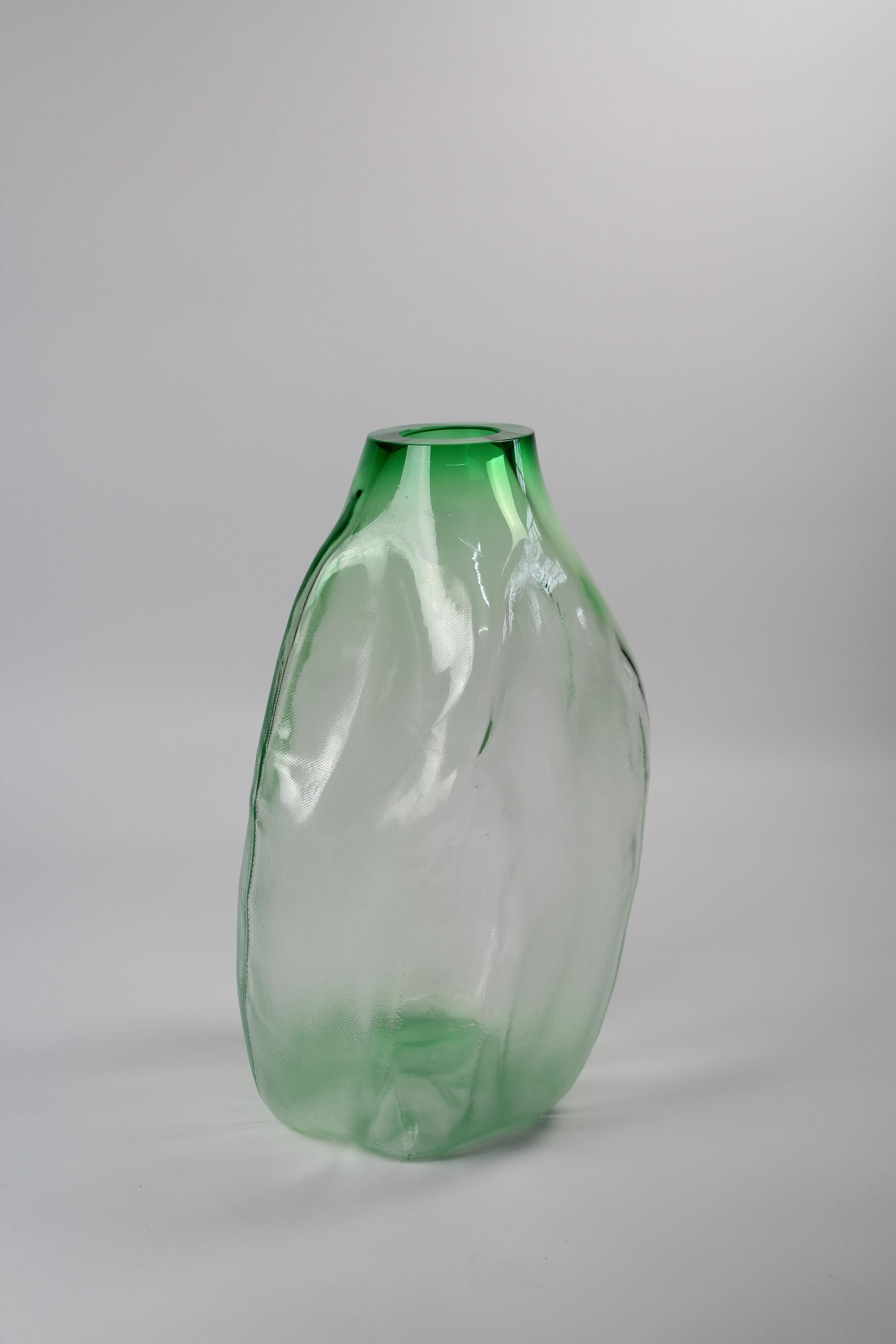 Swedish 105 Ltr Forms, Beryl Green, Handmade Glass Object by Vogel Studio For Sale