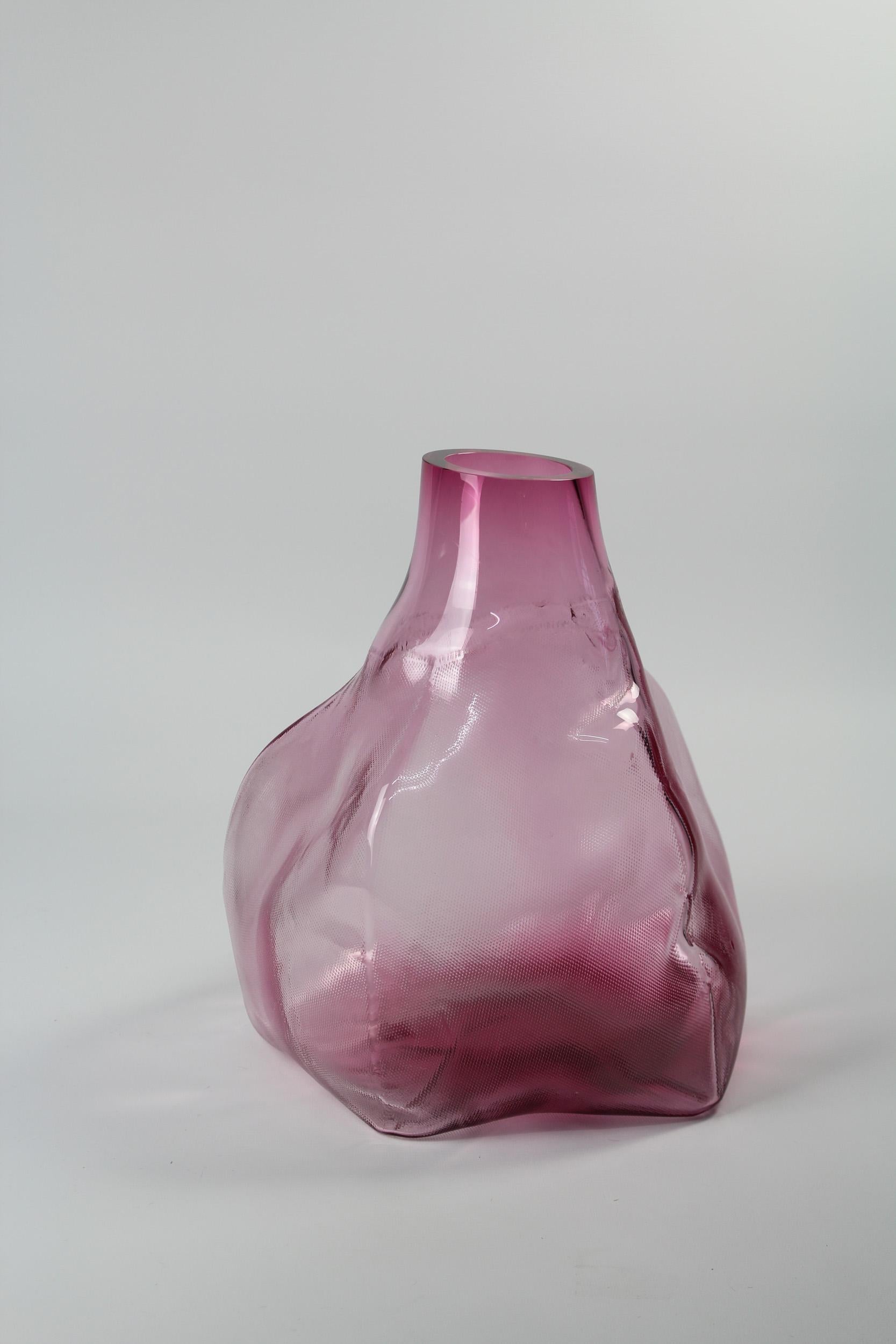 Swedish 105 Ltr Forms, Wine Red, Handmade Glass Object by Vogel Studio For Sale