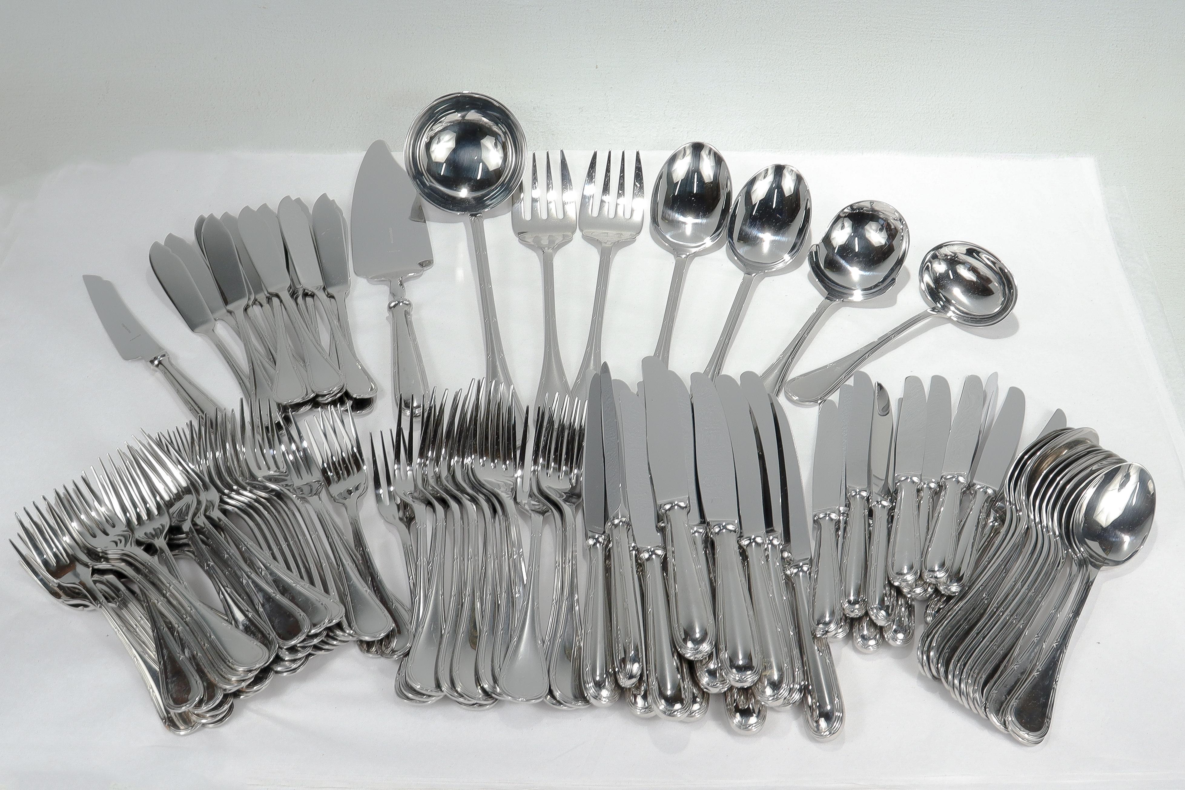 Modern 105 Piece Christofle Pastorale Stainless Steel Dinner Flatware Service for 12