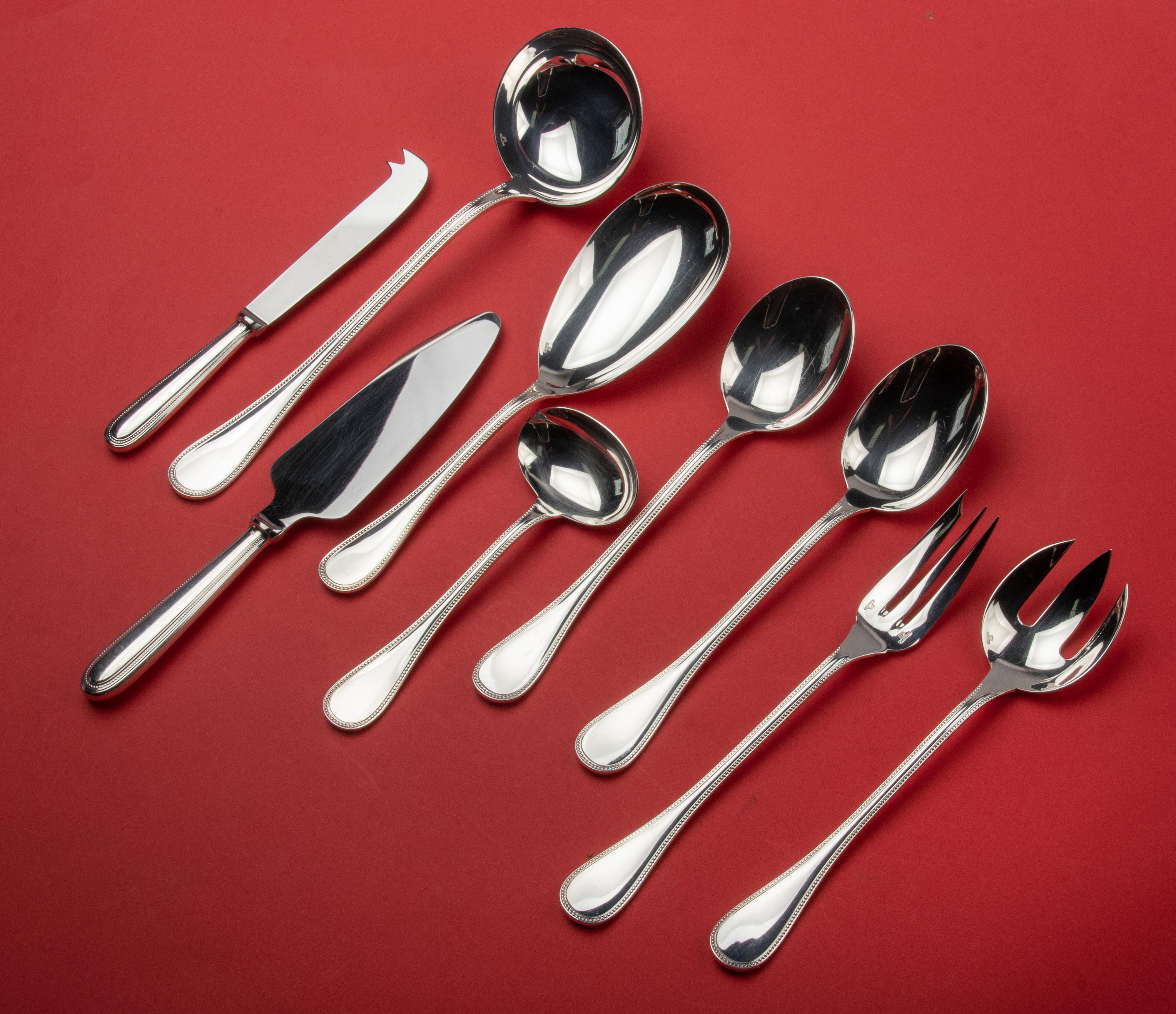 105Piece Set of Silver Plated Flatware by Christofle 'Perles' Original