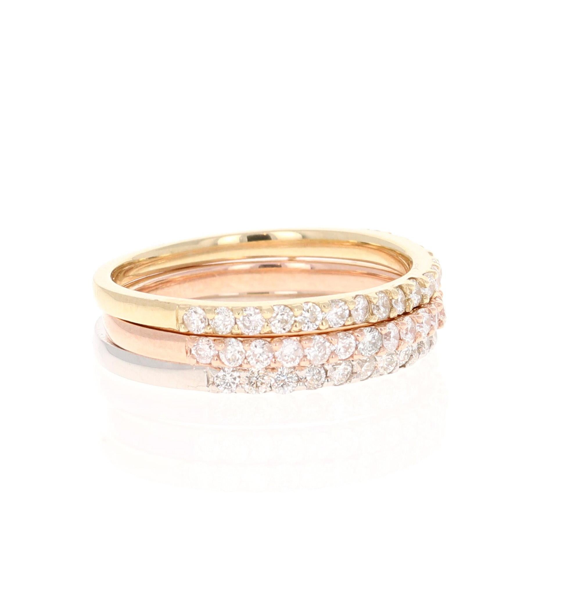 Cute and dainty 1.05 Carat Diamond Bands that are sure to be a great addition to anyone's accessory collection. Plus they can be worn altogether or separately. Stack 2 or 3 together or put a couple around a chain and wear them in your neck. You can