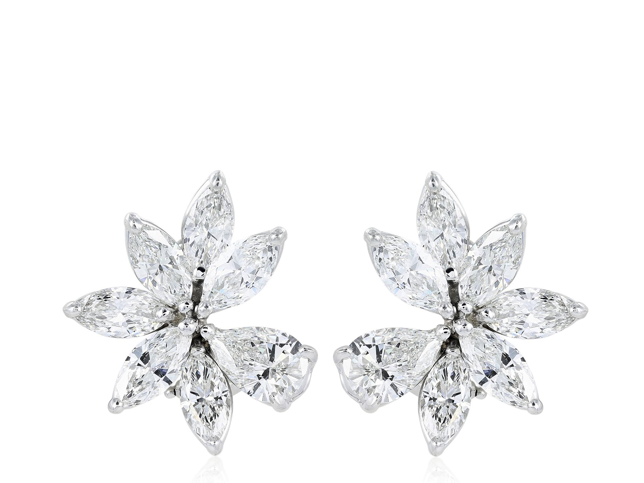 Marquise Cut 10.50 Carat Diamond Cluster Earrings (Platinum) For Sale