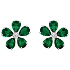 Pendientes Flor de Esmeralda y Diamantes de 10,50 Quilates