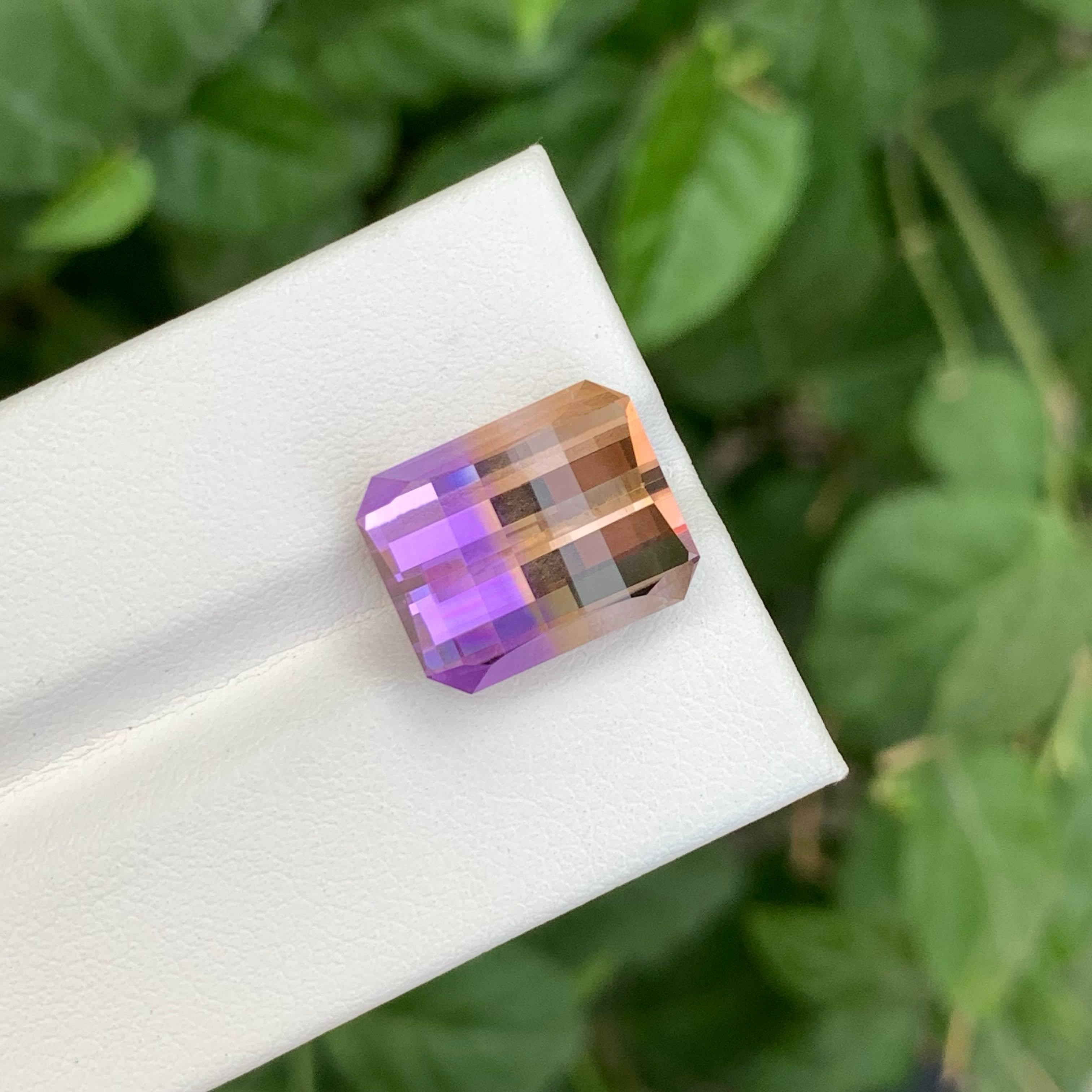 Mixed Cut 10.50 Carat Loose Bi Color Ametrine Stone Pixel Cut Natural Brazilian Gemstone For Sale