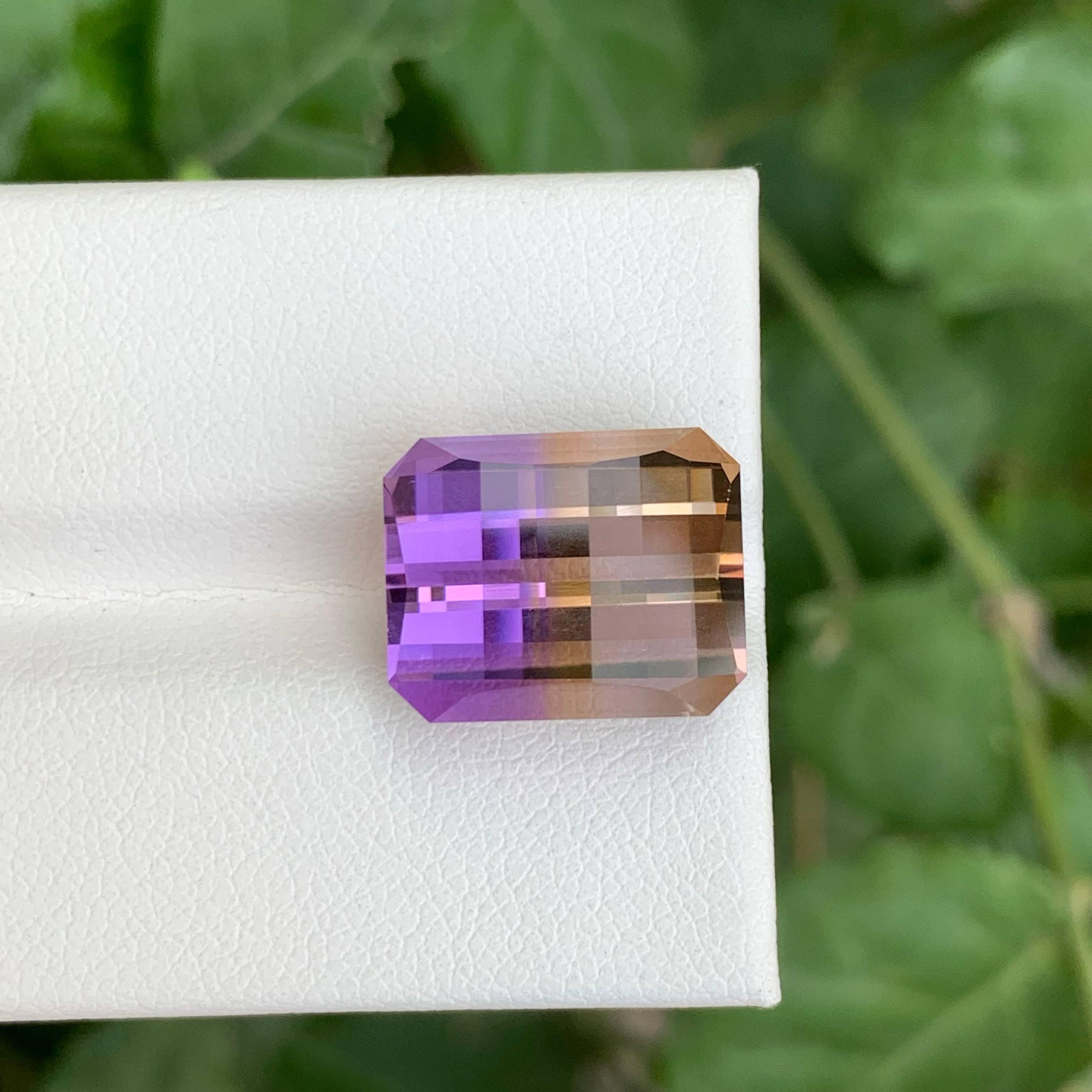 10.50 Carat Loose Bi Color Ametrine Stone Pixel Cut Natural Brazilian Gemstone In New Condition For Sale In Bangkok, TH