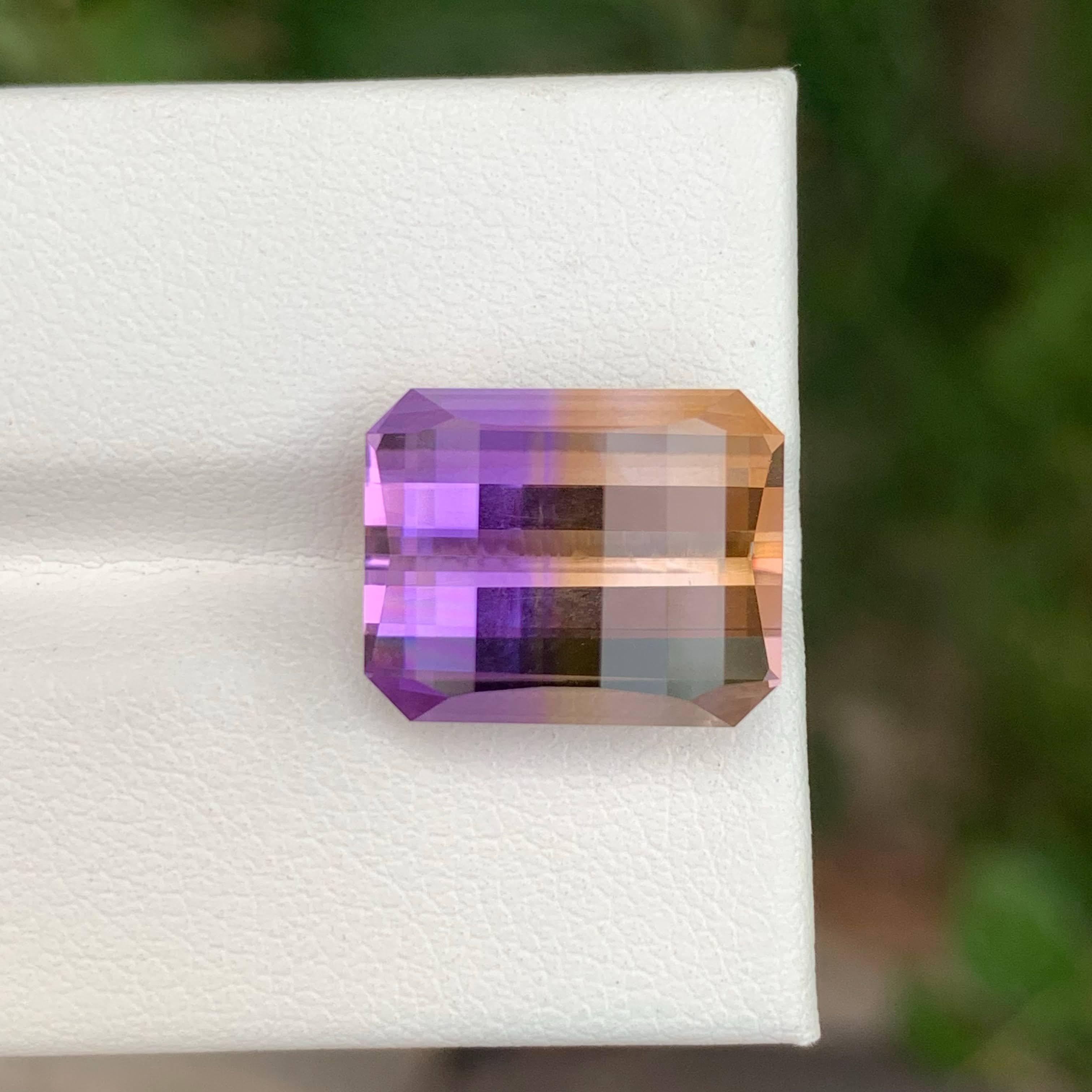 10.50 Carat Loose Bi Color Ametrine Stone Pixel Cut Natural Brazilian Gemstone For Sale 1