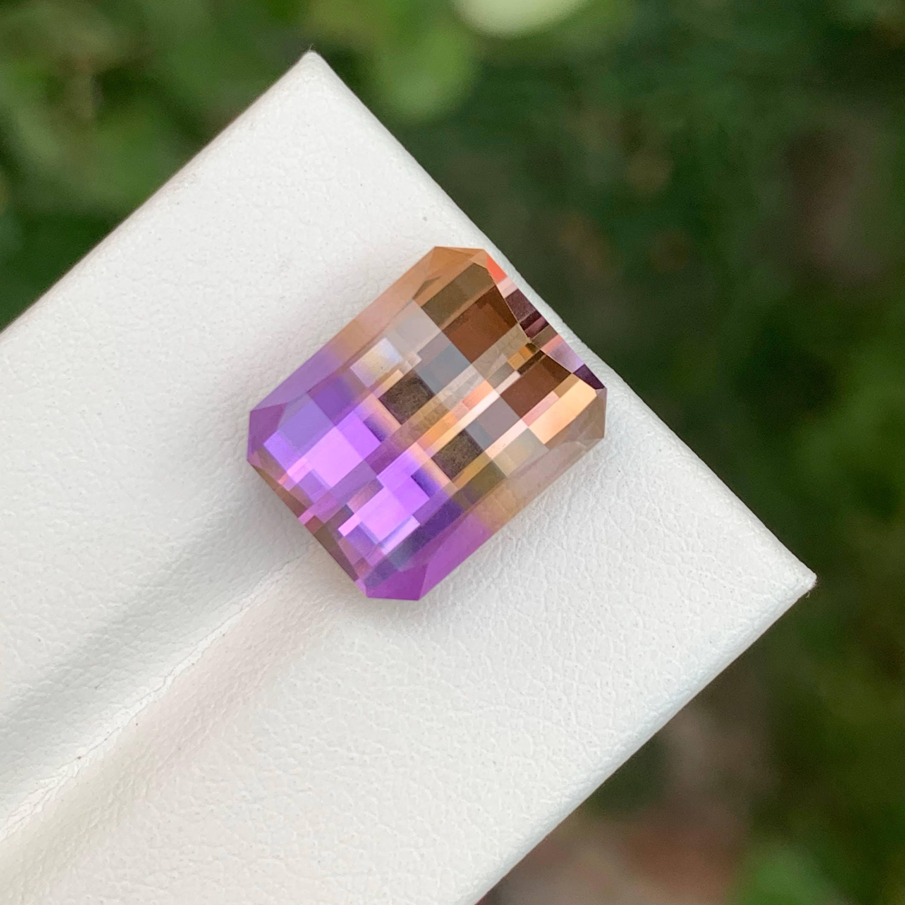 10.50 Carat Loose Bi Color Ametrine Stone Pixel Cut Natural Brazilian Gemstone For Sale 2