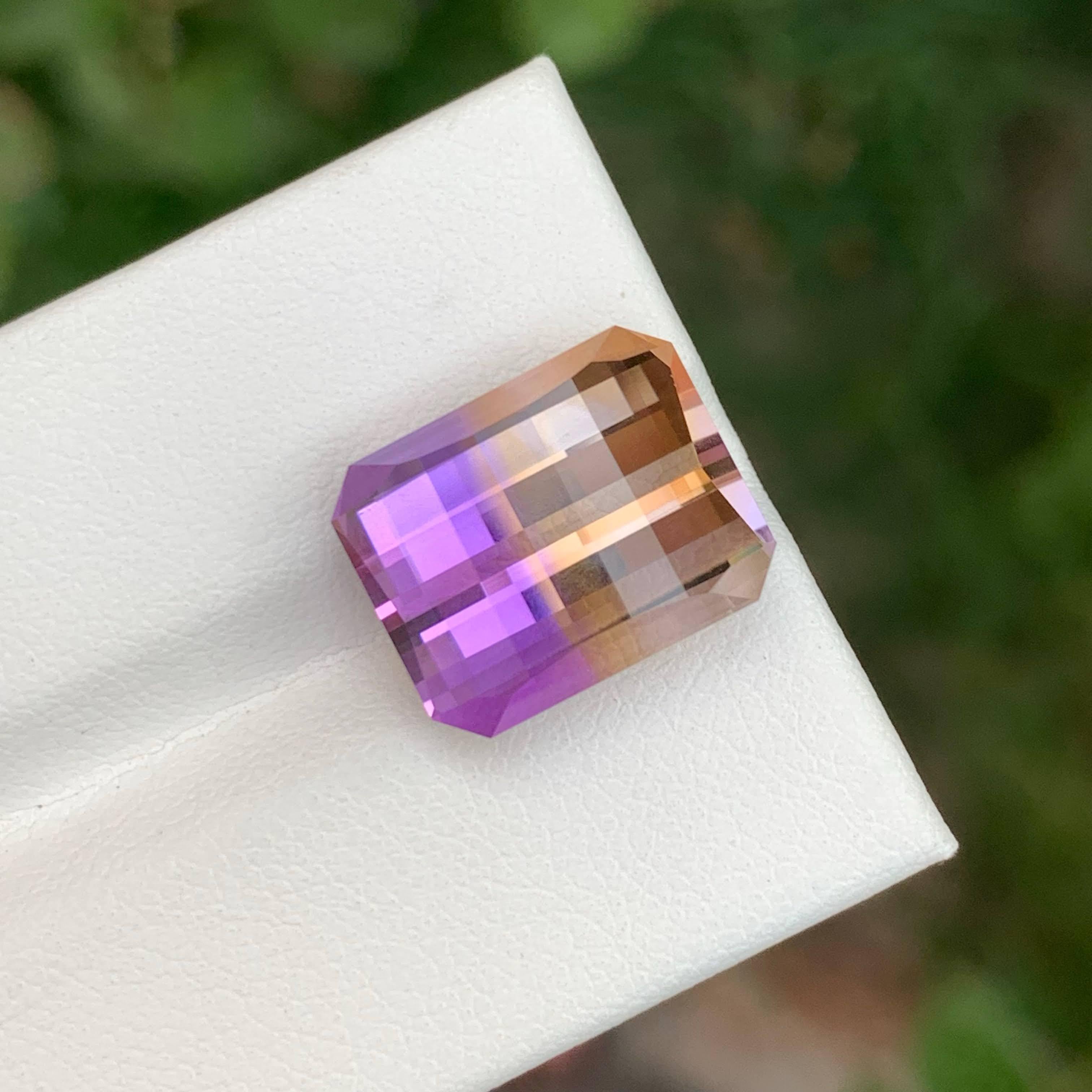 10.50 Carat Loose Bi Color Ametrine Stone Pixel Cut Natural Brazilian Gemstone For Sale 3