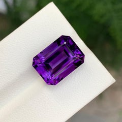 10.50 Carat Natural Loose Deep Purple Amethyst Emerald Shape Gem