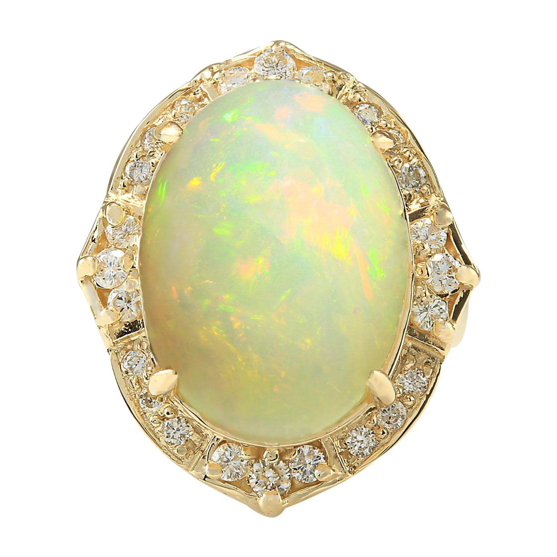 Natural Opal Diamond Ring In 14 Karat Yellow Gold 