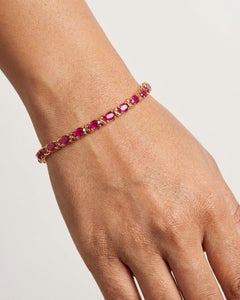 10.50 Carat Ruby Minimalist Tennis Bracelet 14K Gold Red Ruby Bracelet For Women
