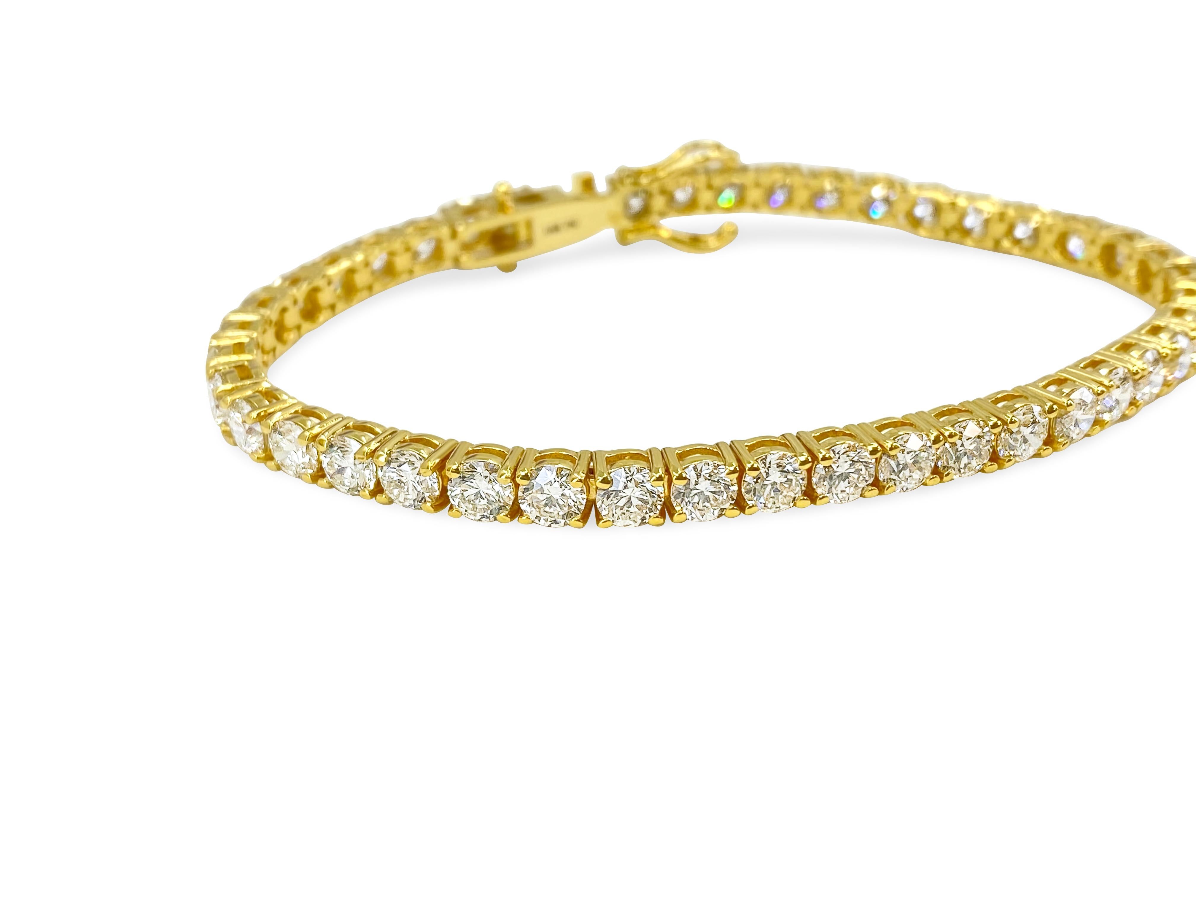 Contemporain Bracelet tennis en or 14 carats avec diamants VVS de 10,50 carats en vente