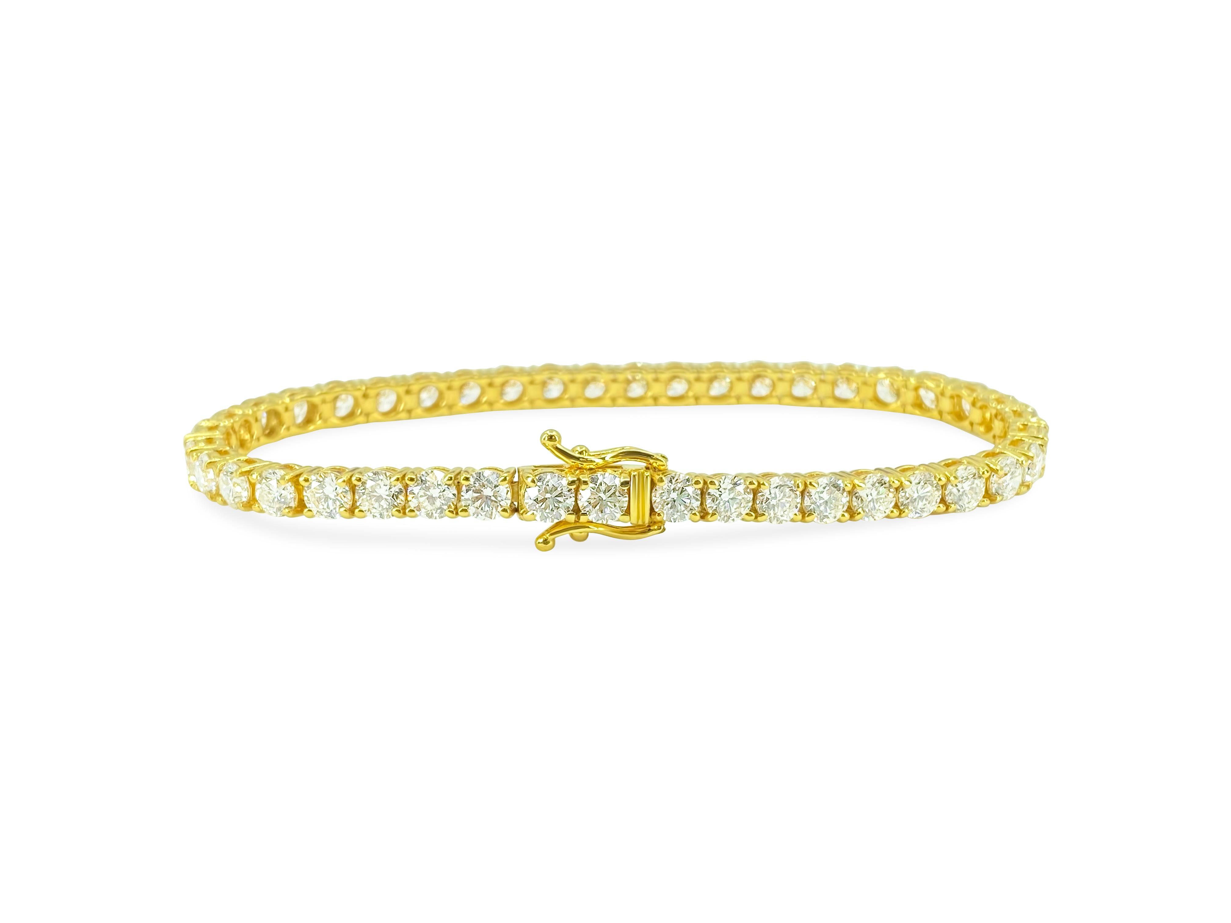 Taille brillant Bracelet tennis en or 14 carats avec diamants VVS de 10,50 carats en vente