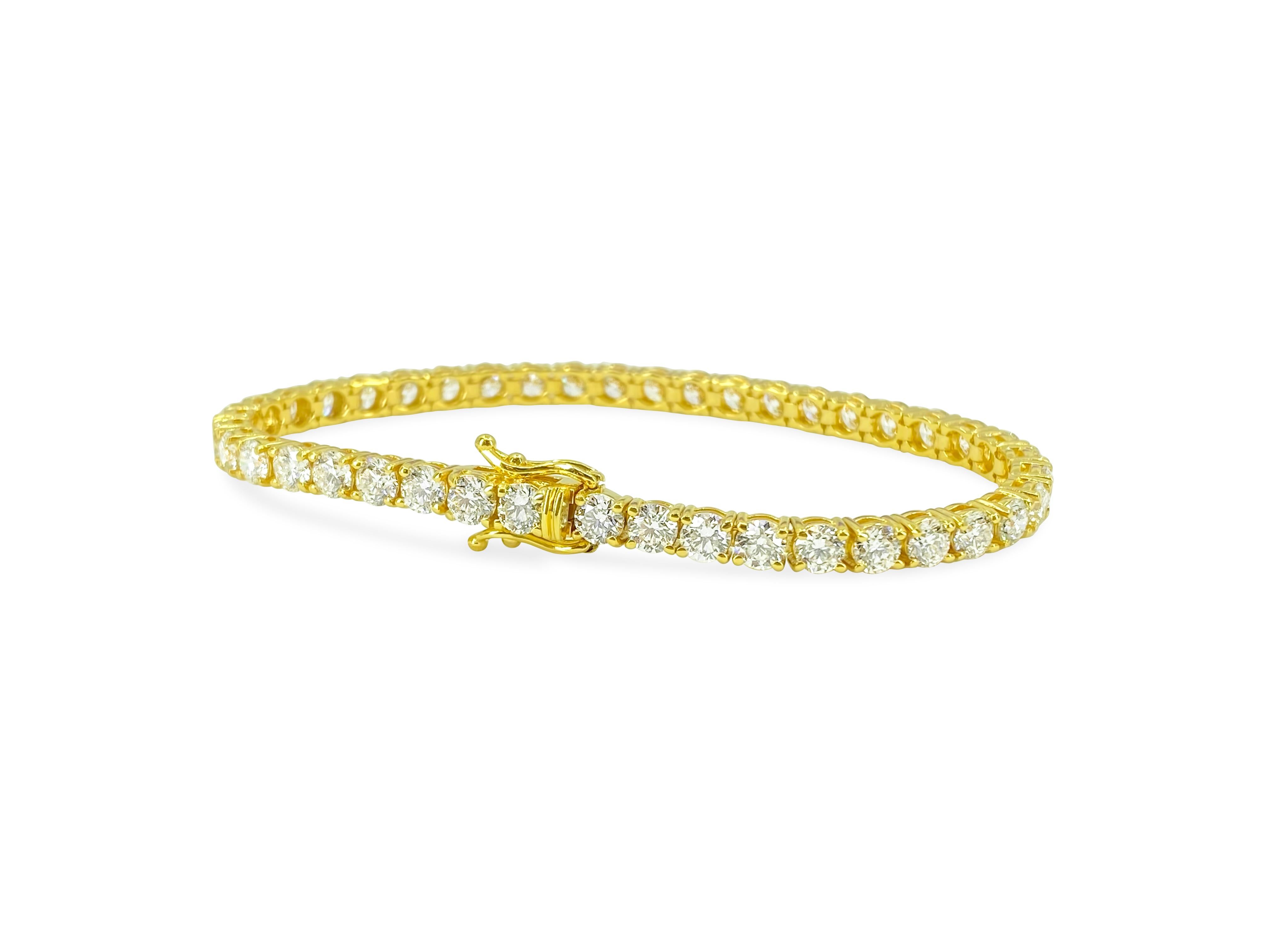 Bracelet tennis en or 14 carats avec diamants VVS de 10,50 carats Excellent état - En vente à Miami, FL