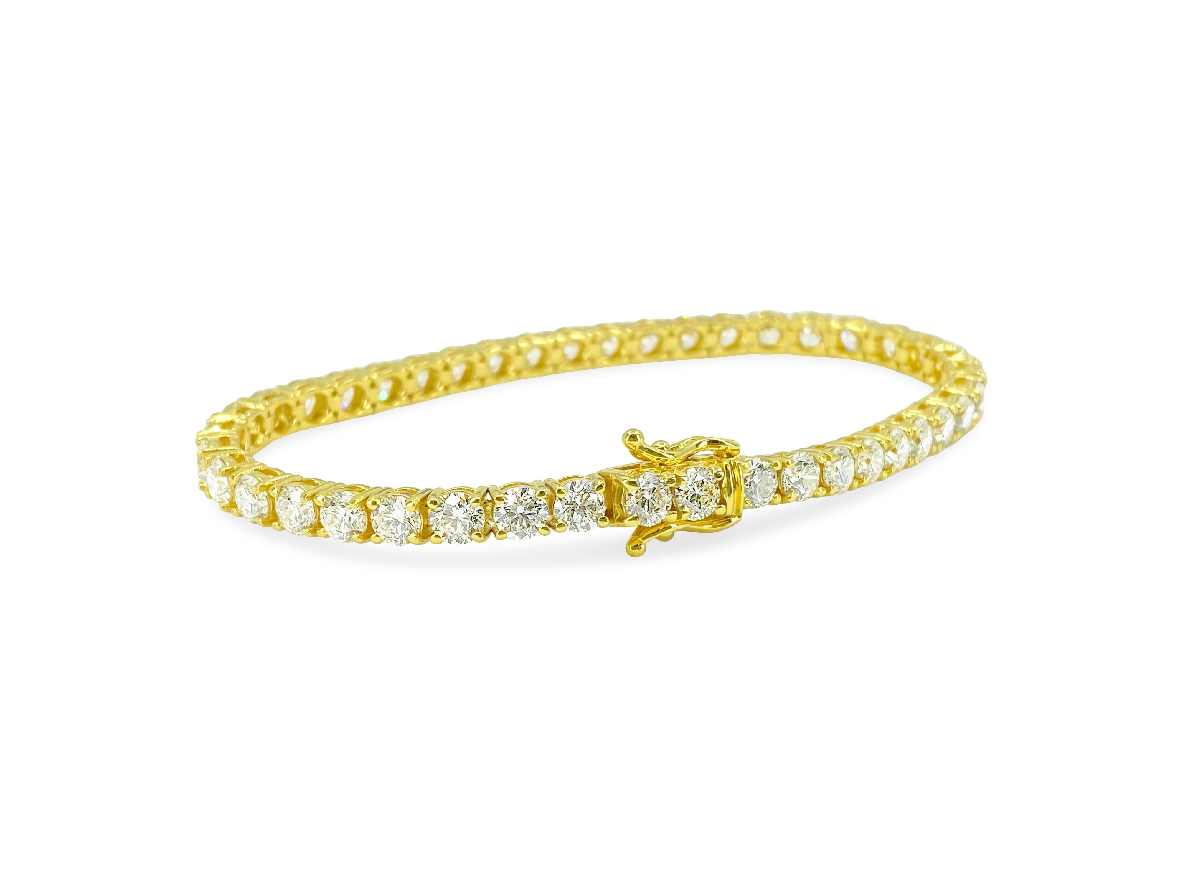 Women's or Men's 10.50 Carat VVS Diamond Tennis Bracelet in 14k For Sale