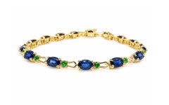 Bracelet de mariée à maillons « Emerald Link » de 10,50 ct, en or 14 carats, avec émeraudes et saphirs