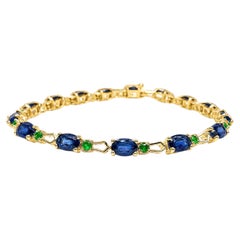 Bracelet de mariée à maillons « Emerald Link » de 10,50 ct, en or 14 carats, avec émeraudes et saphirs