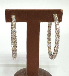 10.50 CT Natural Diamond Oval Hoop Earrings G-H SI 14K White Gold 20 pointers