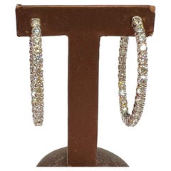 10.50 CT Natural Diamond Oval Hoop Earrings G-H SI 14K White Gold 20 pointers