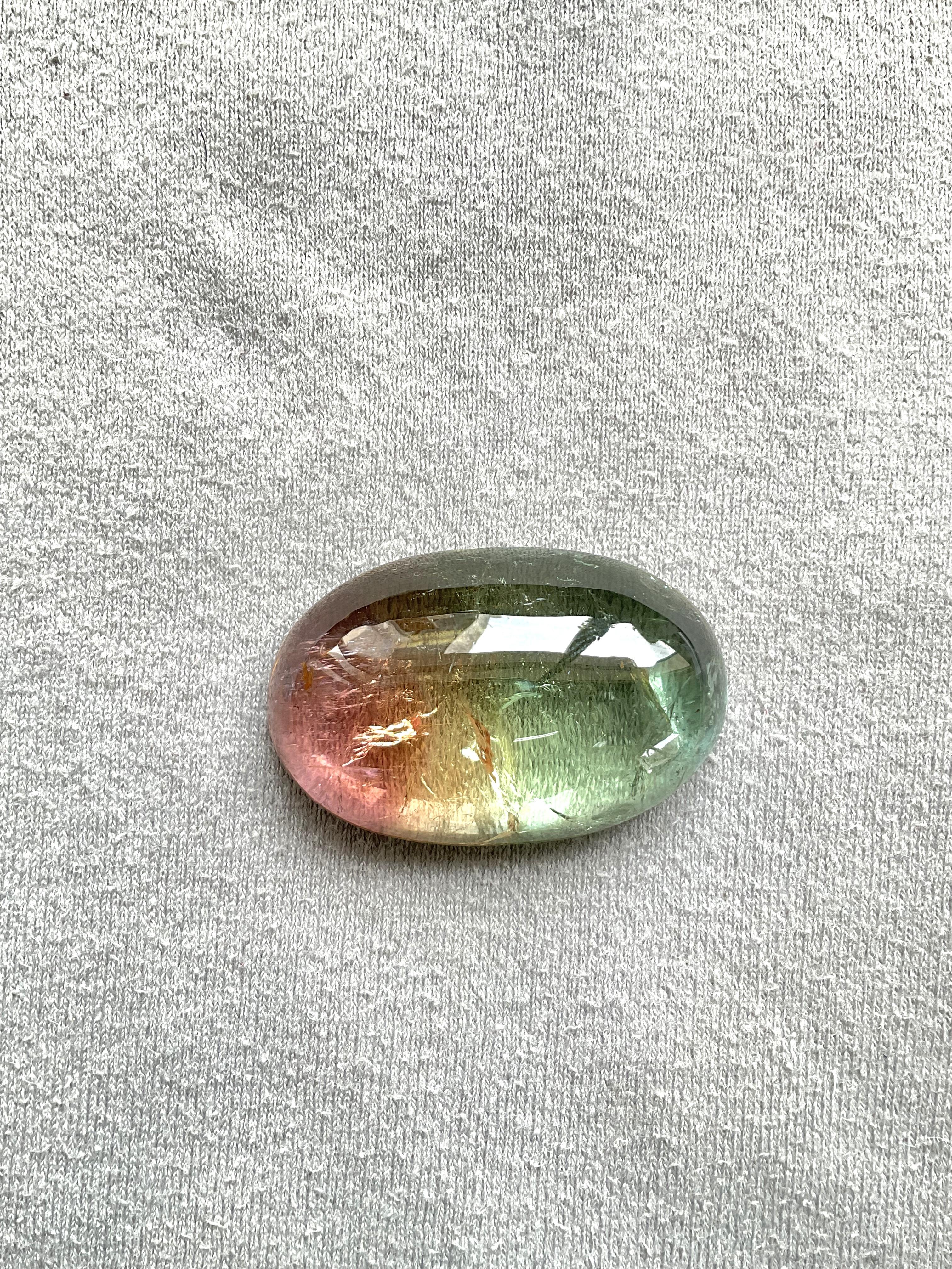 Oval Cut 105.03 Carats Bi Color Tourmaline Oval cabochon very good quality color variety For Sale