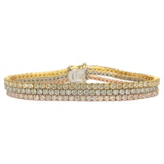 10.50ct 3 Row Tennis Bracelet Trio Color 10k Gold