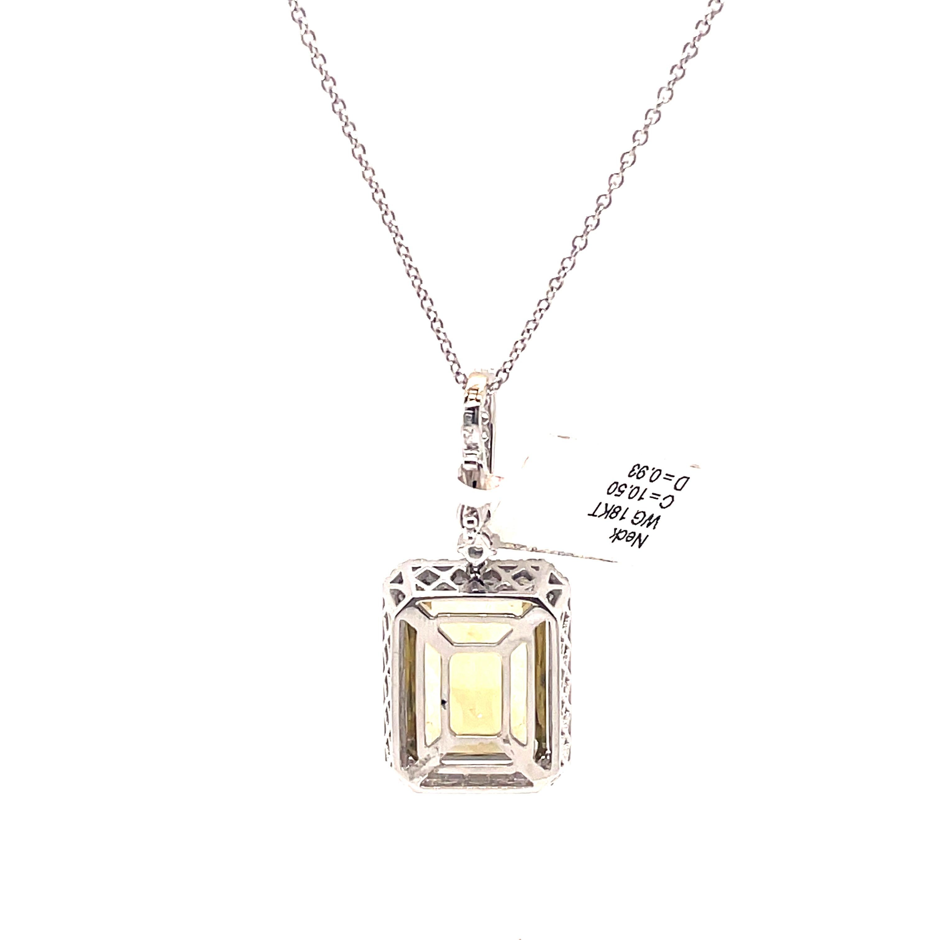 10,50 Karat Citrin mit Diamant-Halo aus 18 Karat Weißgold im Zustand „Neu“ im Angebot in BEVERLY HILLS, CA