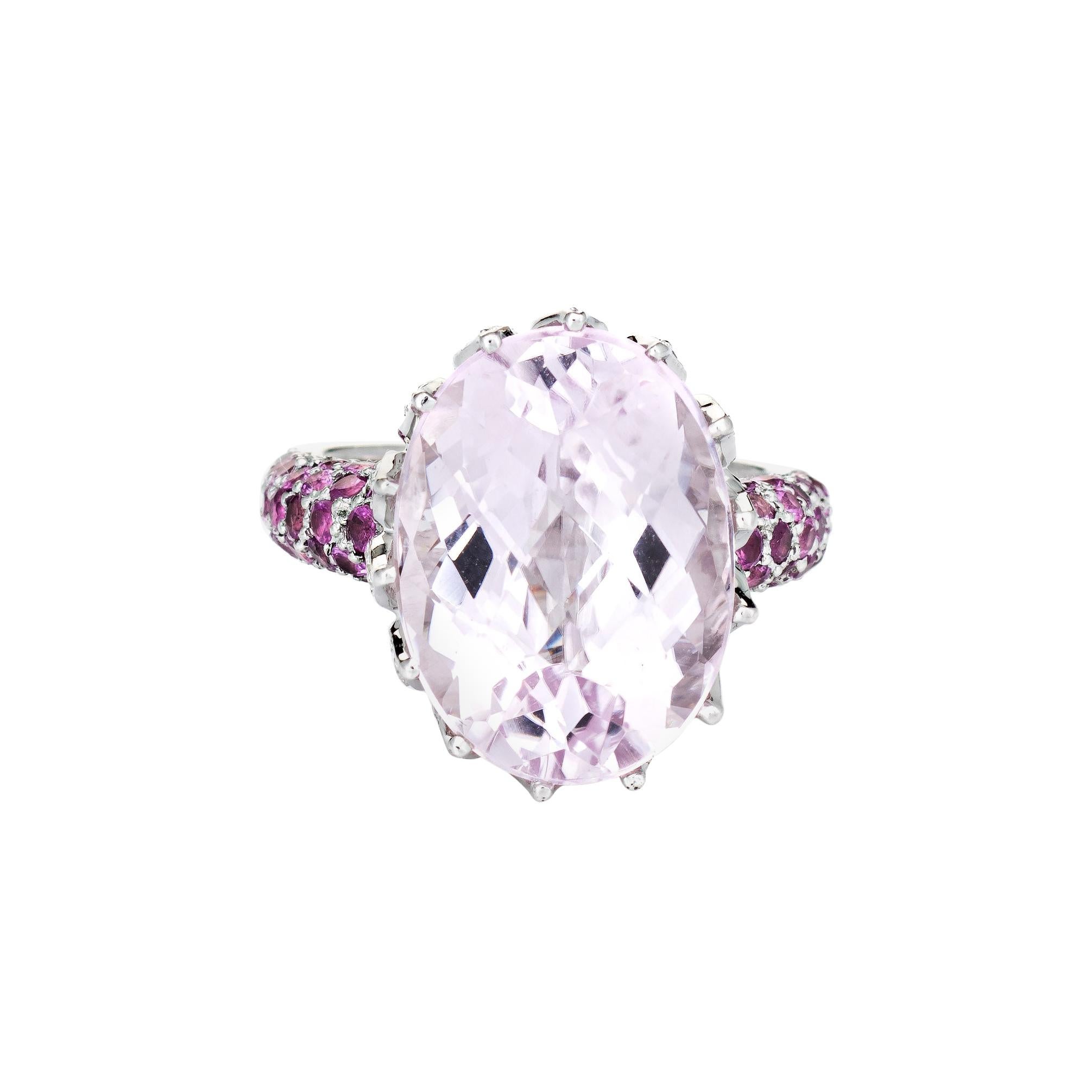 10.50ct Kunzite Pink Sapphire Ring Estate 18k White Gold Diamond Jewelry