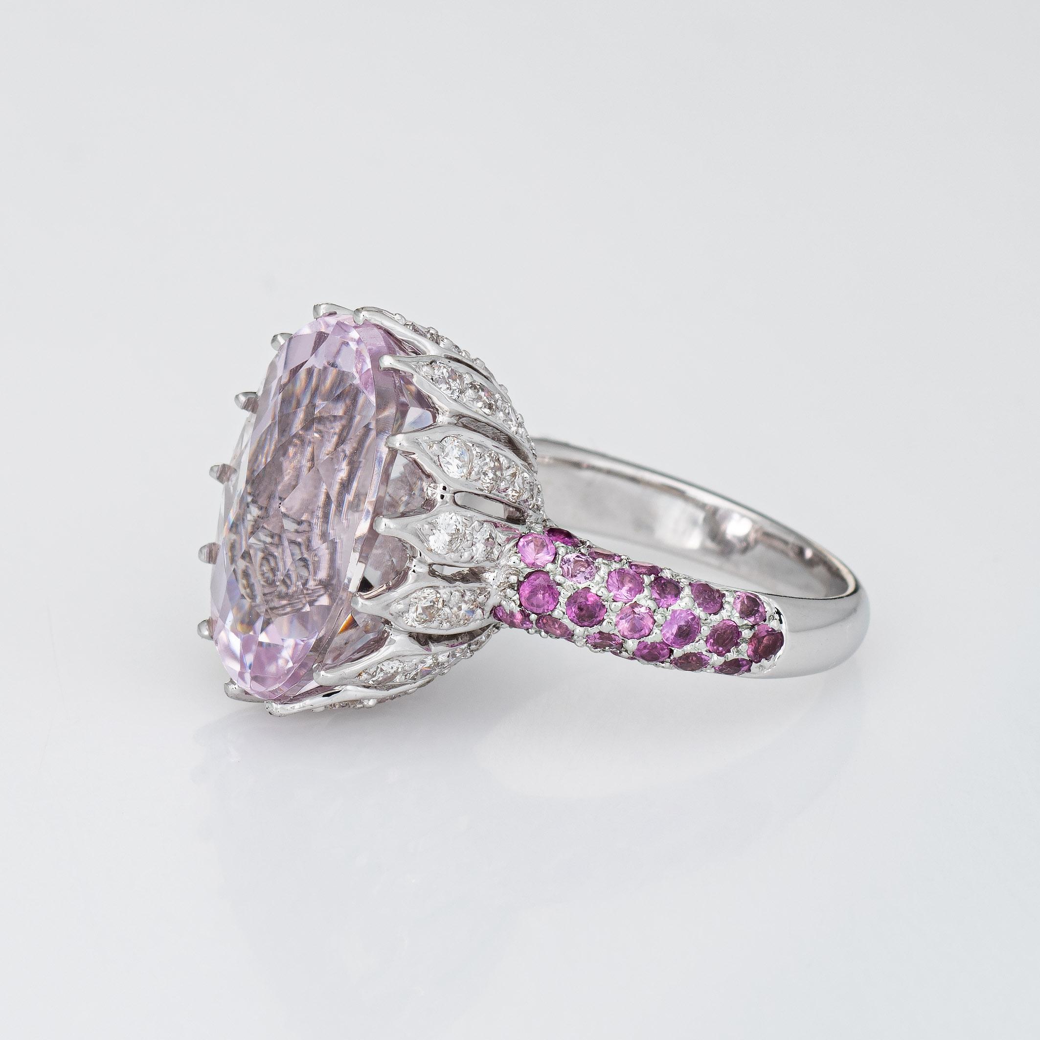 Oval Cut 10.50ct Kunzite Pink Sapphire Ring Estate 18k White Gold Diamond Jewelry