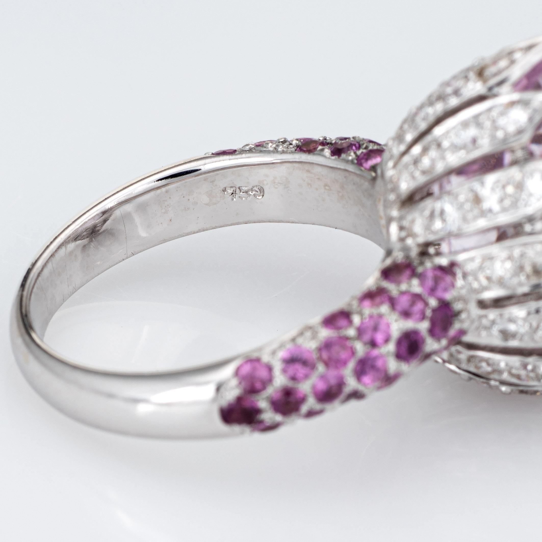 10.50ct Kunzite Pink Sapphire Ring Estate 18k White Gold Diamond Jewelry 1