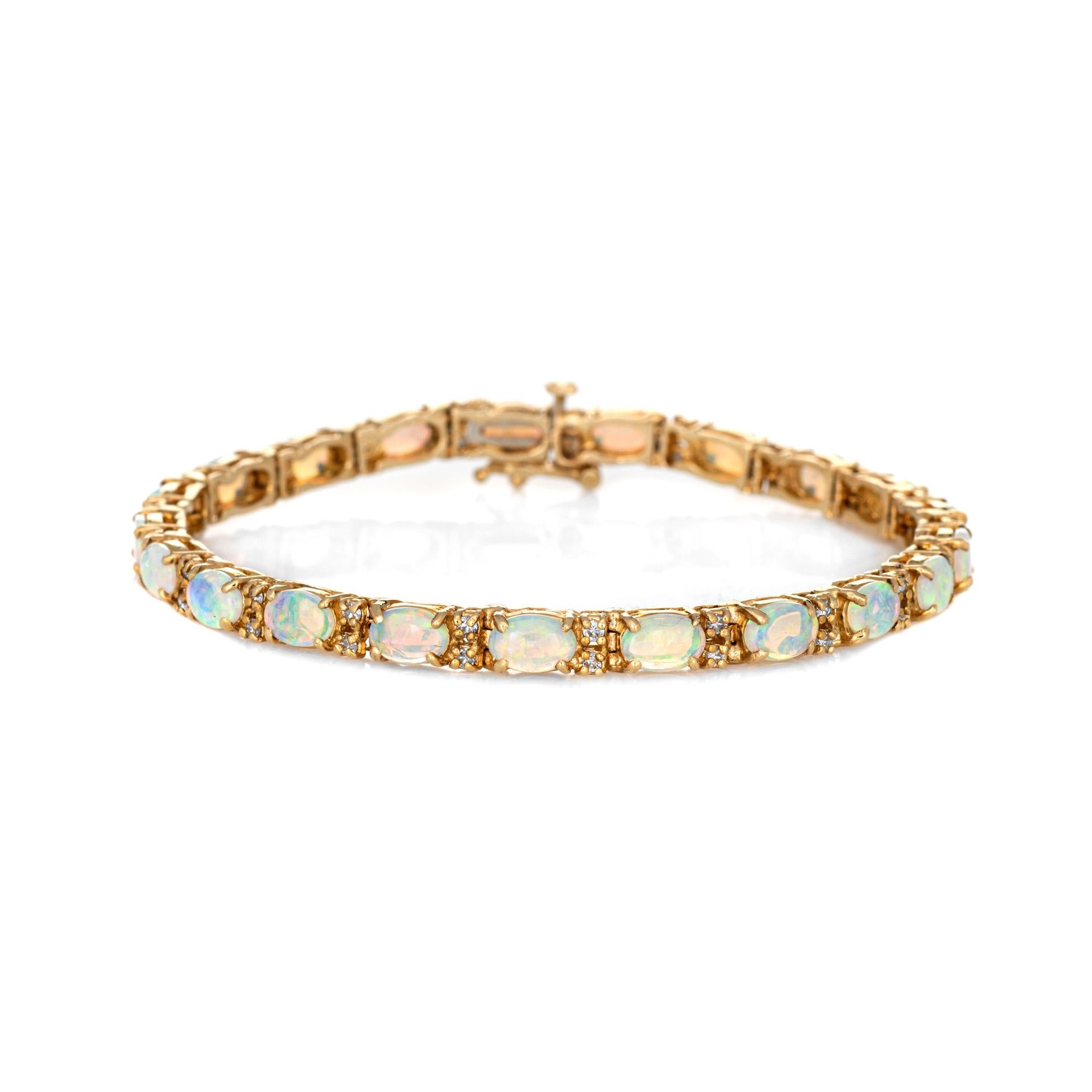 Modern 10.50 Carat Opal Diamond Bracelet Vintage 14 Karat Gold Pear Cut Fine Jewelry