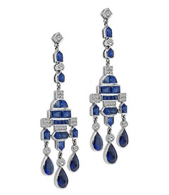 10.50ct Sapphire 1.00ct Diamond Earrings