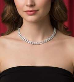 10,51 Carati naturali SI/H Collana Choker Torque di diamanti in oro bianco 14 carati