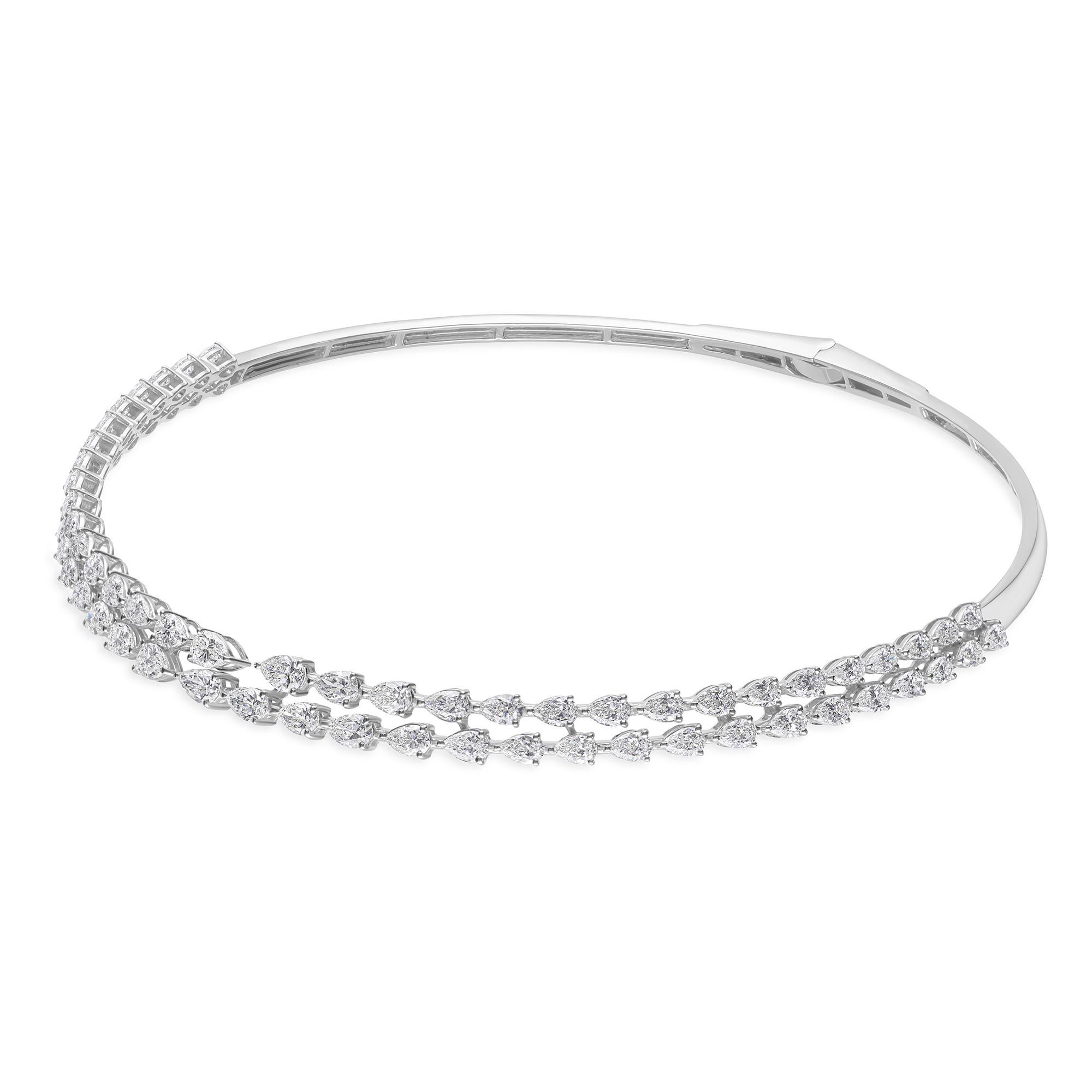 10,51 Karat natürliche SI/H Diamant Choker Torque Halskette 14 Karat Weißgold Damen im Angebot
