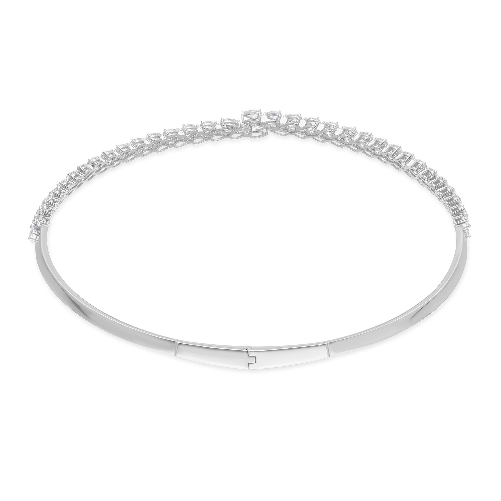 10,51 Karat natürliche SI/H Diamant Choker Torque Halskette 14 Karat Weißgold im Angebot 1