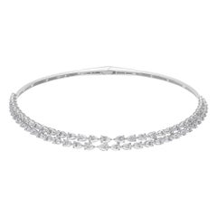 10,51 Carati naturali SI/H Collana Choker Torque di diamanti in oro bianco 14 carati