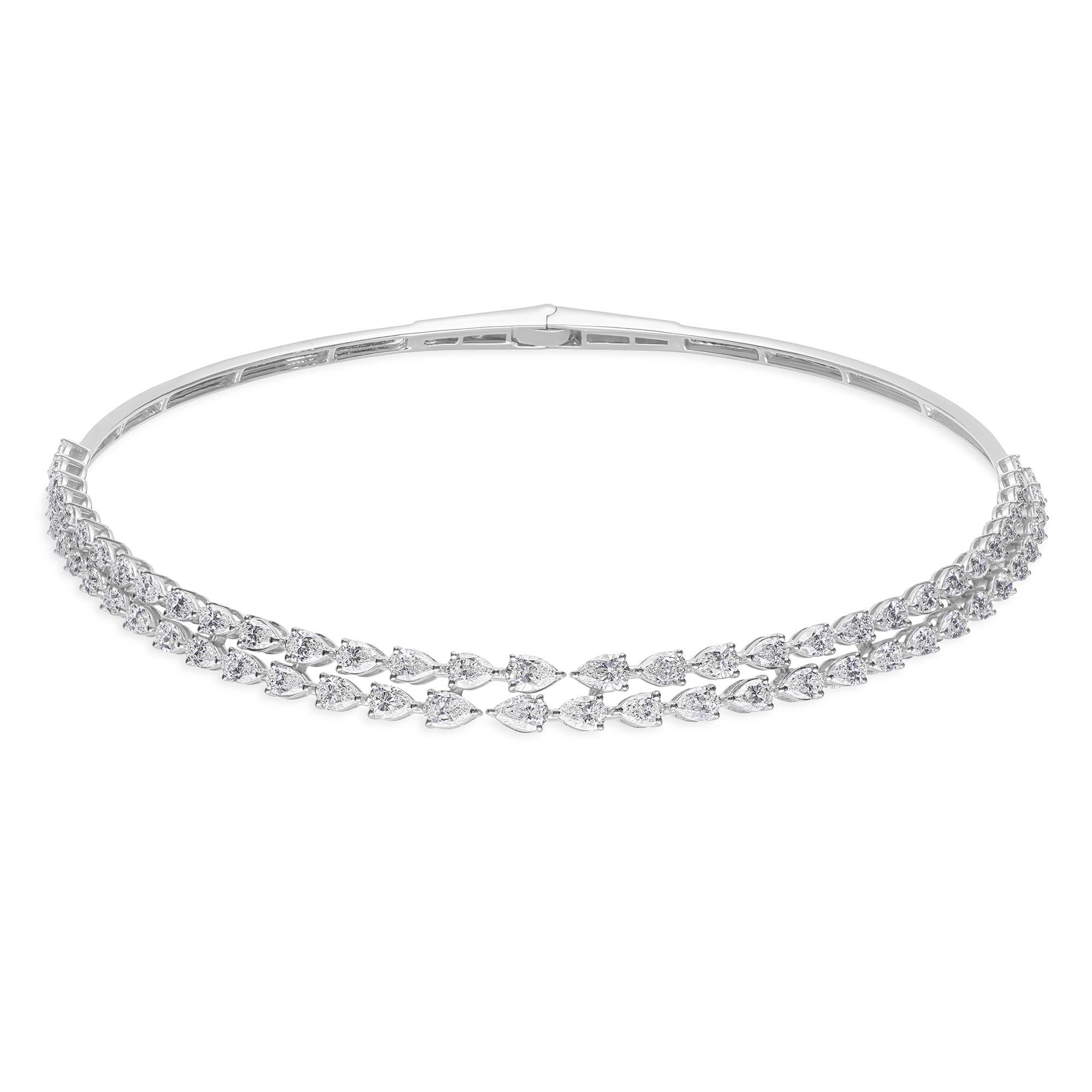 10,51 Carati naturali SI/H Collana Choker Torque di diamanti in oro bianco 14 carati