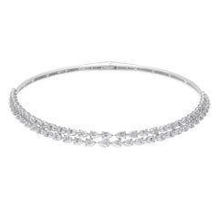 10,51 Carati naturali SI/H Collana Choker Torque di diamanti in oro bianco 14 carati