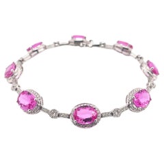 Sunita Nahata Pink Sapphire 10.51ct. Bracelet in 18KWG with Diamond.