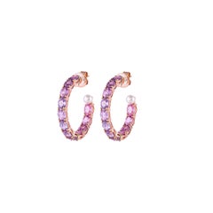 Sunita Nahata Purple Sapphire 10.51ct. Earring in 18Karat Rose Gold with Pearl.