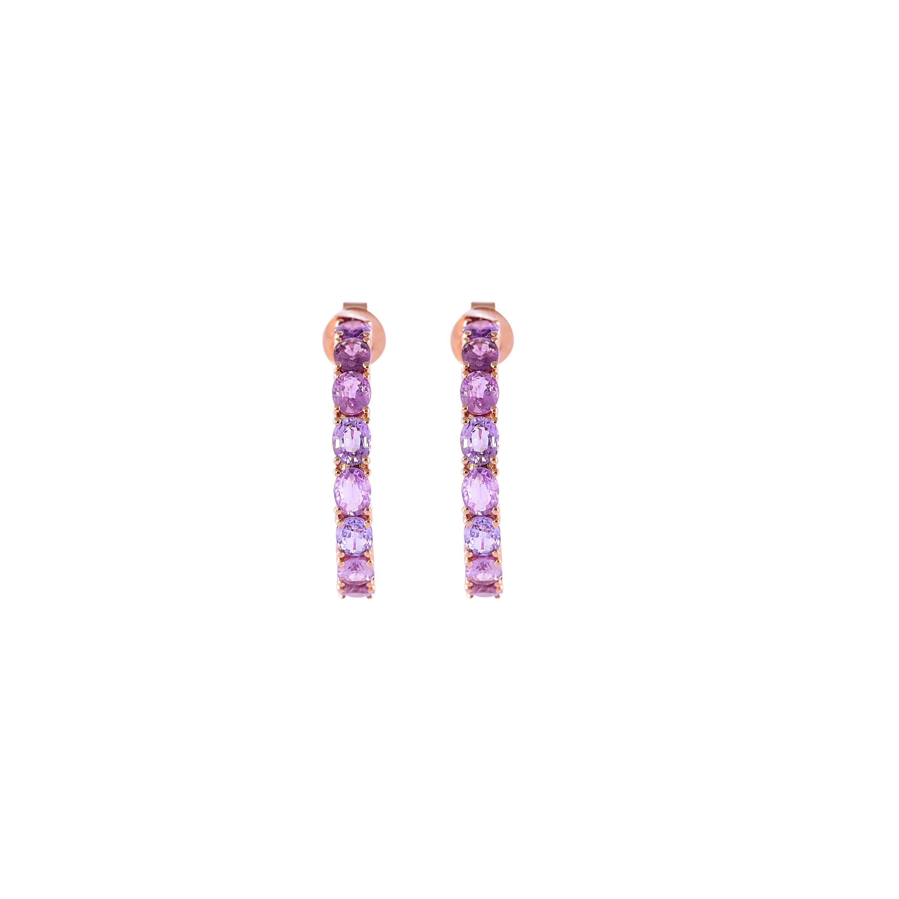 Oval Cut 10.51 Carat Purple Sapphire Earring in 18 Karat Rose Gold with Pearls For Sale