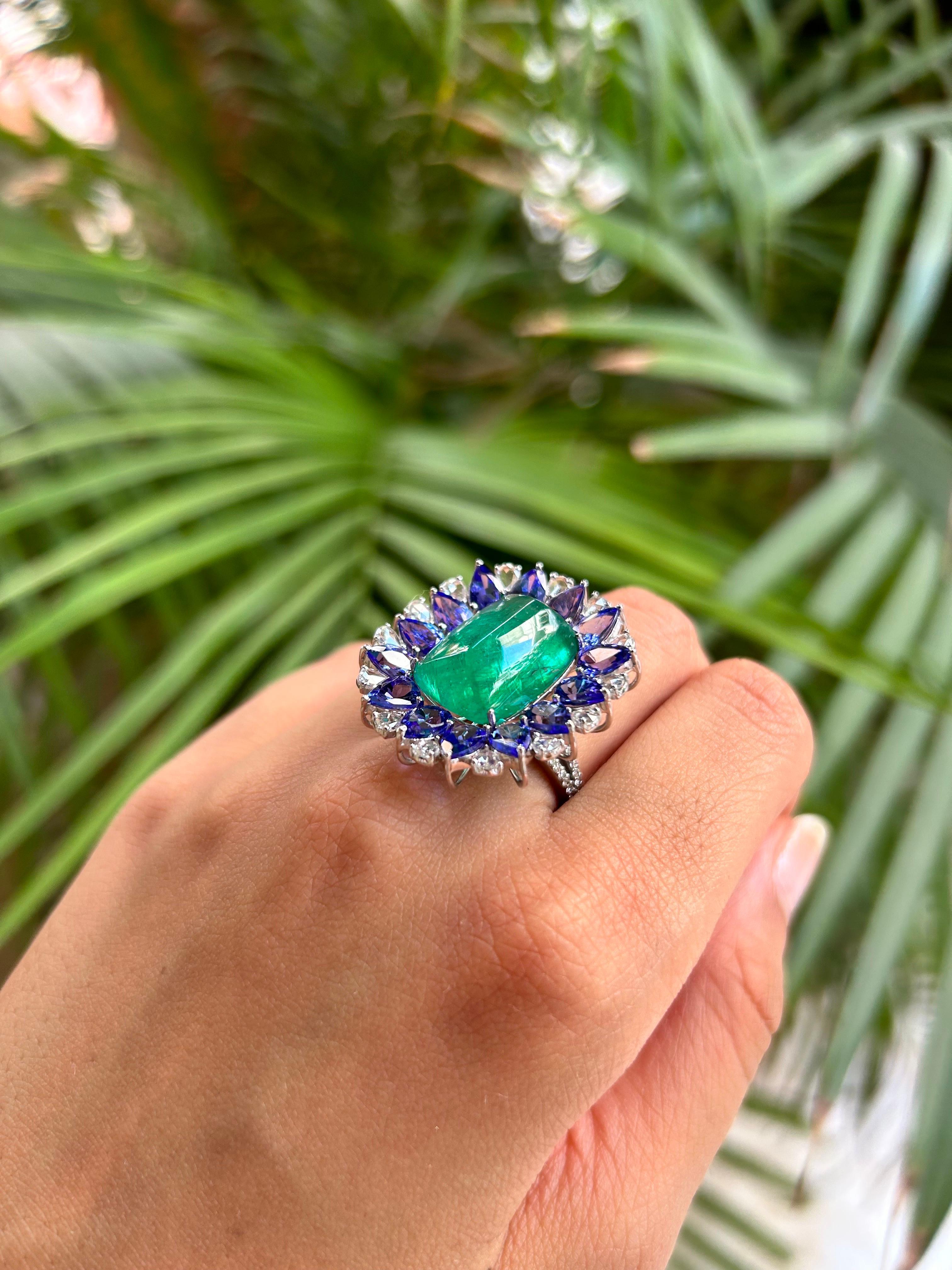 tanzanite and emerald ring