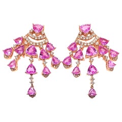 10.53 Carat Pink Sapphire Earring in 18 Karat Rose Gold with Diamonds