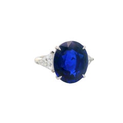 10.53 Carat  Royal-Blue Ceylon Sapphire Diamond Platinum Ring, GRS Certified