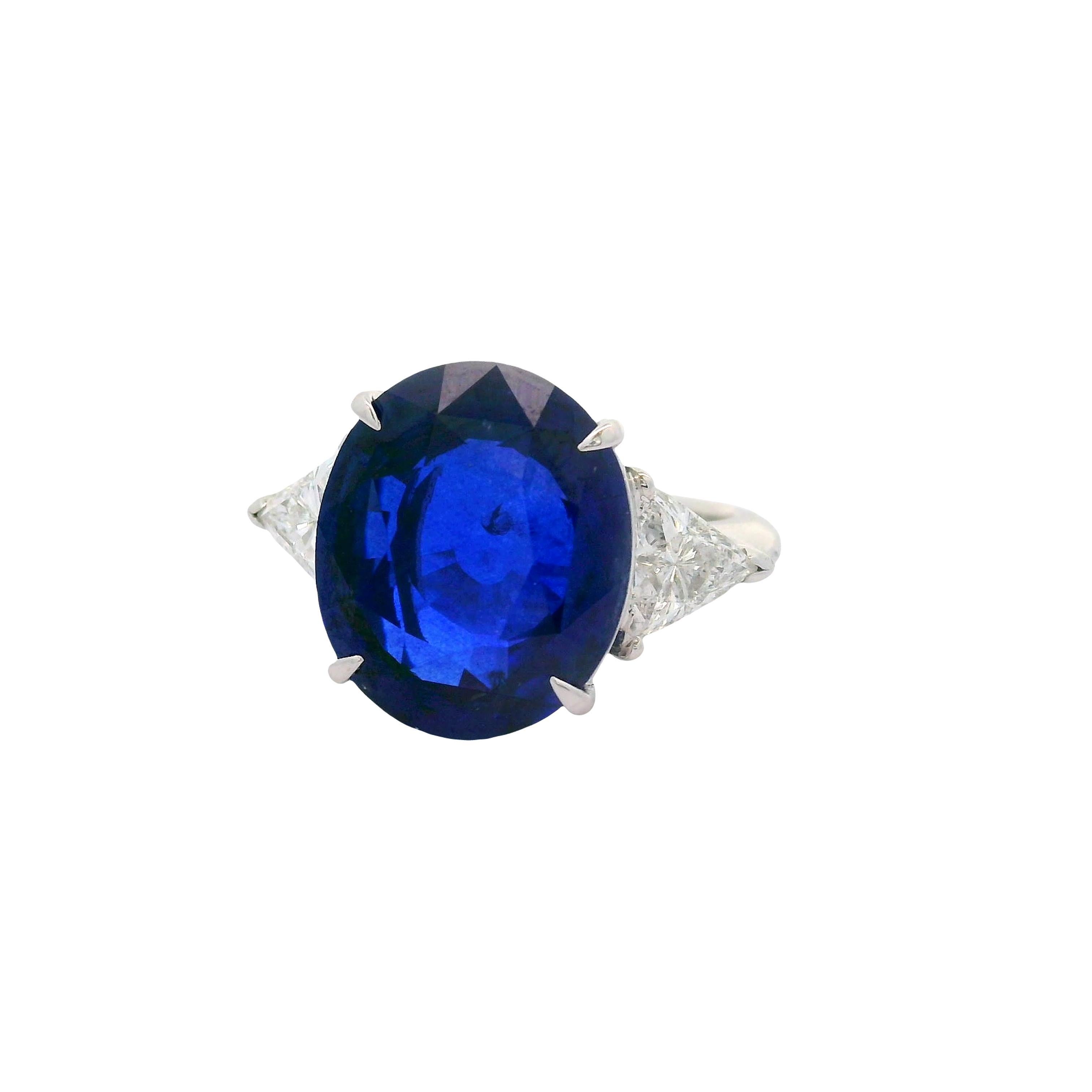 10,53 Karat  Royal-Blue Ceylon Sapphire Diamond Platinum Ring, GRS zertifiziert (Zeitgenössisch) im Angebot