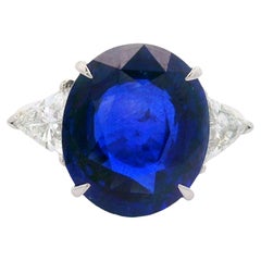 10,53 Karat  Royal-Blue Ceylon Sapphire Diamond Platinum Ring, GRS zertifiziert