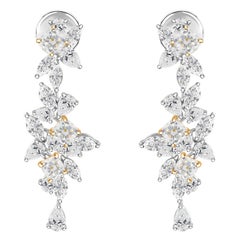 10.53 ct Natural Marquise Diamond Blossom Linear Earrings, 18K Two-Tone Gold
