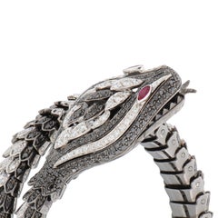 10.54 Diamonds and Rubies Snake Double Spiral Bracelet