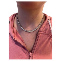 Retro 10.54 Carat Graduated Diamond Tennis Necklace 14k White Gold by Gem Jewelers Co