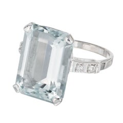 10.51 Aquamarine Diamond White Gold Cocktail Ring